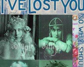 Printable Paper Collage Sheet DIGITAL Download Beautiful Victorian Woman, Decoupage Digital Collage sheet Bohemian GypSY