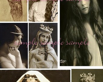 Victorian Princess Collage Sheet, Antique Queen Photos (Digital Download)