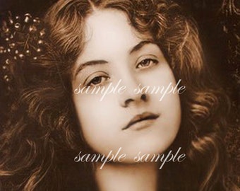 Vintage Woman Photograph, Antique Portrait Digital Collage Sheet (Digital Download)