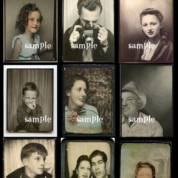 Vintage PHOTO BOOTH photos instant DIGITAL download Collage sheet Vintage photographs black and white