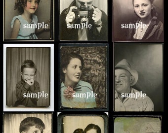 Vintage PHOTO BOOTH photos instant DIGITAL download Collage sheet Vintage photographs black and white