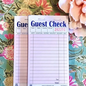 Diner Guest Checks, Vintage Retro Style for Junk Journaling, 1 Book (50 sheets) LIGHT PINK Notepads