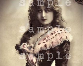 instant DIGITAL Download VINTAGE Antique photograph Beautiful Victorian Woman French Princess Actress Gothic Vampiress Art Print