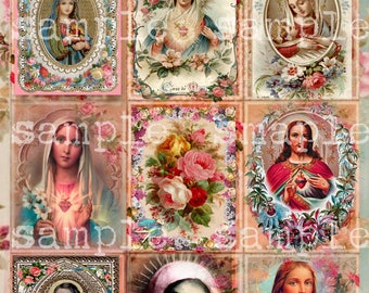 Druckbare heilige Gebetskarten, antike Vintage religiös, viktorianische Osterfeiertagskarten, Blumen schäbig, sofortiger digitaler Download,