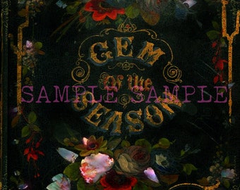 Gothic Victorian Velvet Gilded Floral Book Cover, Digital Download, Junk Journal Ephemera, Zine, Altered Art Mixed Media