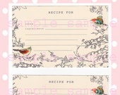 Printable Vintage Blank Recipe Cards Shabby Chic Pink Printable Gift Tags Wedding Kitchen Cookbook Christmas Tags Junk Journaling Bird Tags
