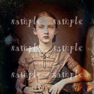 Download DIGITALE istantaneo VINTAGE RARA fotografia Bellissima bambina vittoriana edoardiana gotica vampiro Halloween dagherrotipo