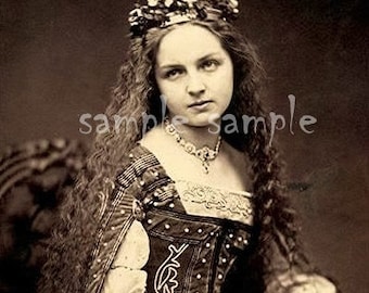 Gothic Victorian Girl Art Print, Corset & Crown (Digital Download)