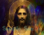 Digital Collage Sheet Jesus Collage ART INSTANT Digital download Prayer Card Inspirational Altered aRT print Religious Sacred Heart Rainbow