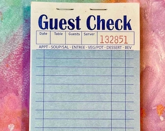 Libro de notas azul claro con cuentas de comensal, estilo retro vintage para diario creativo, 1 libro (50 hojas).