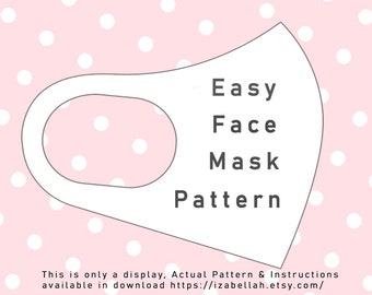 Fast and Easy Sew Face Mask Pattern Template, Digital Download, DIY, Reusable, Washable, Adjustable, Reversible, Allergies Bestseller