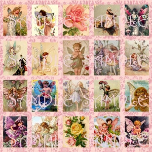 Beautiful Victorian Fairy illustrations, DIGITAL DOWNLOAD, Printable Ephemera Junk Journal Decoupage Small rectangles for Jewelry Making