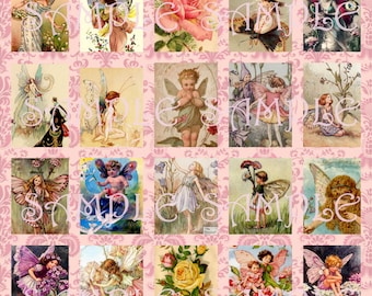 Beautiful Victorian Fairy illustrations, DIGITAL DOWNLOAD, Printable Ephemera Junk Journal Decoupage Small rectangles for Jewelry Making
