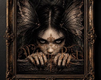 Gothic Fairy Wall Art Printable, Junk Journaling, Dark Victorian Woodland Girl, Fantasy, Gothic Decor (Digital Download)