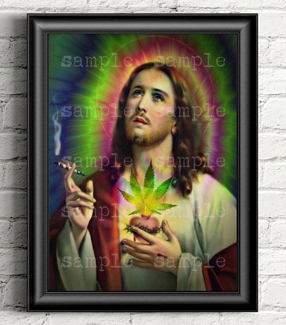 PRINTABLE Wall Art Print, Jesus Smoking Marijuana Art Print, Psychedelic  Rainbow Art, Funny Parody Gift, Religious Hippie, Tie Die Rainbow