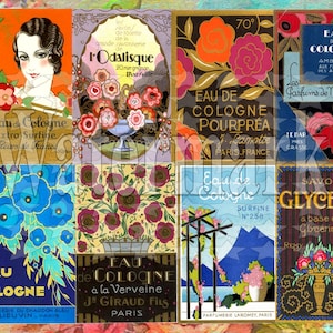 instant Digital Download Collage Sheet Antique Perfume Labels Art Deco French Vintage Labels Altered Art Bottles ACEO Junk Journals