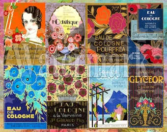 instant Digital Download Collage Sheet Antique Perfume Labels Art Deco French Vintage Labels Altered Art Bottles ACEO Junk Journals