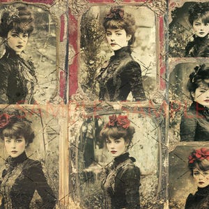 Beautiful Victorian Women Antique Portraits, Printable Digital Collage Sheet, Mixed Media Junk Journals, Altered Art, Edwardian Girls