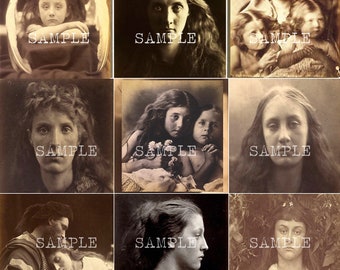 Victorian Gothic Photographs Vintage Dark Sepia Woman & Little Girls Images Digital Download Collage Sheet ATC ACEO Julia Margaret Cameron