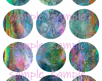 Digital Collage Sheet instant Digital Download 2.5 inch Circles Artist Trading Coins Watercolor Painting Mixed Media Background Pastel