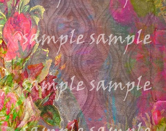 Floral Journal Page – Mixed Media Art, Scrapbook Paper (Digital Download)