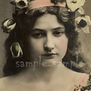 Foglio di collage digitale VINTAGE DIGITALE DOWNLOAD Stampabile Bella fotografia antica Vittoriano Gypsy Boho Boho Shabby Chic Bambina