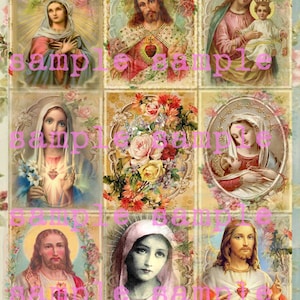 Digital Collage Sheet Holy Cards Instant Digital Download Antique Holy Religious Prayer Card Printable Religious Victorian Floral