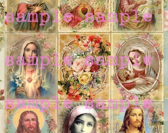 Digital Collage Sheet Holy Cards Instant Digital Download Antique Holy Religious Prayer Card Printable Religious Victorian Floral