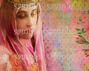 Digital Collage Sheet Journaling Page Instant DIGITAL download Backgrounds Scrapbooking Printable journal page Mixed media Bohemian Princess