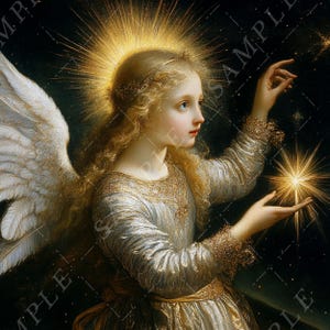 Ritratto di bambina angioletto barocco, diario di scarto, stampabile digitale, effimero, carta artigianale ATC, decoupage, angelo di Natale