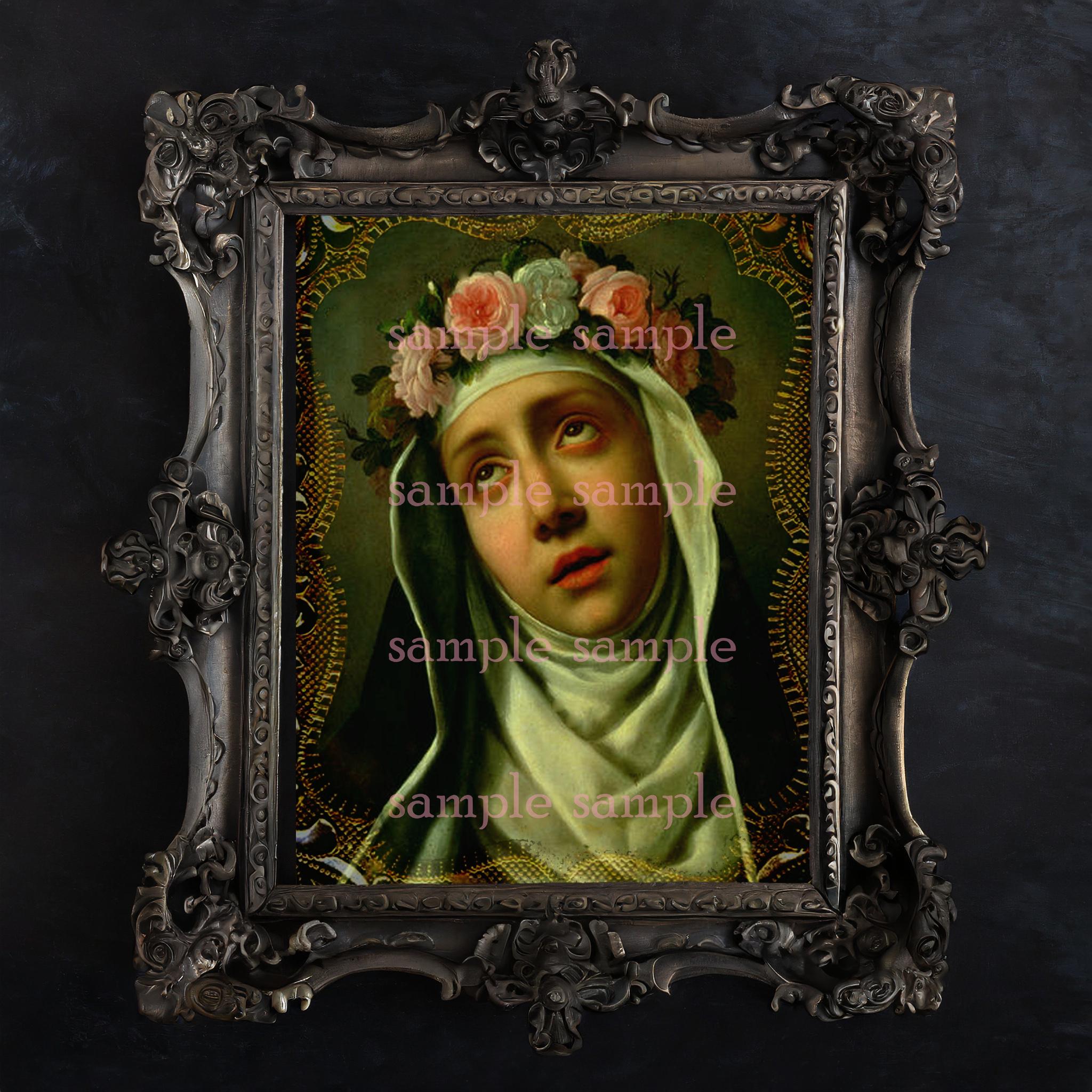 アンティークピクチャーフレームローズキリストマリア聖書シャビーシック