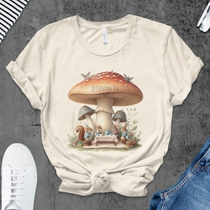 Magliette per il tè con i funghi, magliette con simpatici animali, magliette Cottagecore, design unico, idea regalo