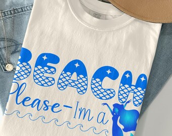 Camiseta de sirena: Camiseta de colores cómodos de Beach Please