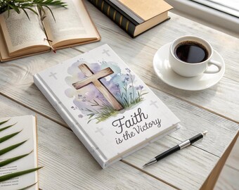 Faith is Victory Journal: Rustic Cross Watercolor Christian Notebook