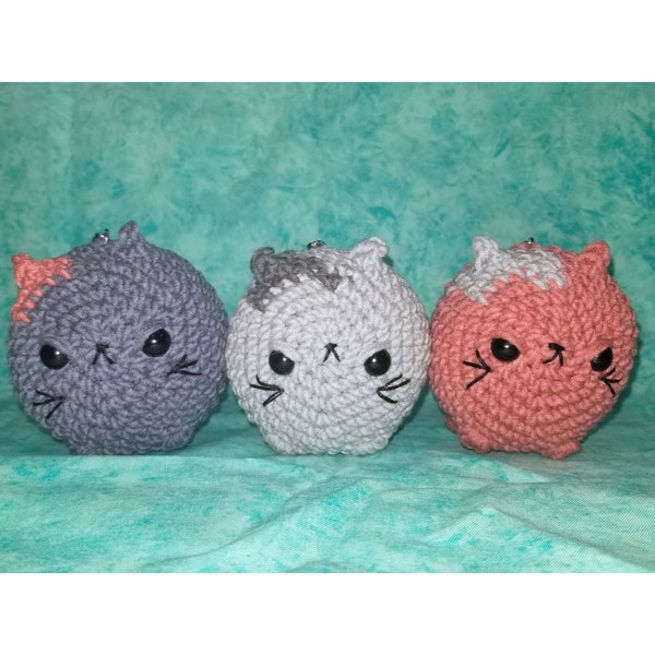 Grumpy Loaf Cat Keychain; Crochet Plush