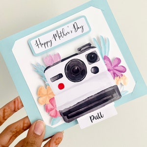 Carte unique pour la fête des mères, carte Polaroid, carte pour appareil photo, souvenirs, carte de voeux