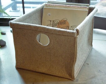 Wool Felt Bin with Leather Handles