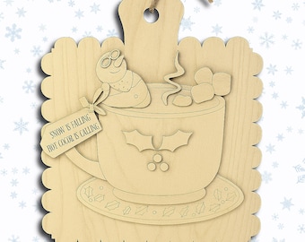 Snowman Hot Cocoa Wooden Plaque – Winter Kitchen Decor