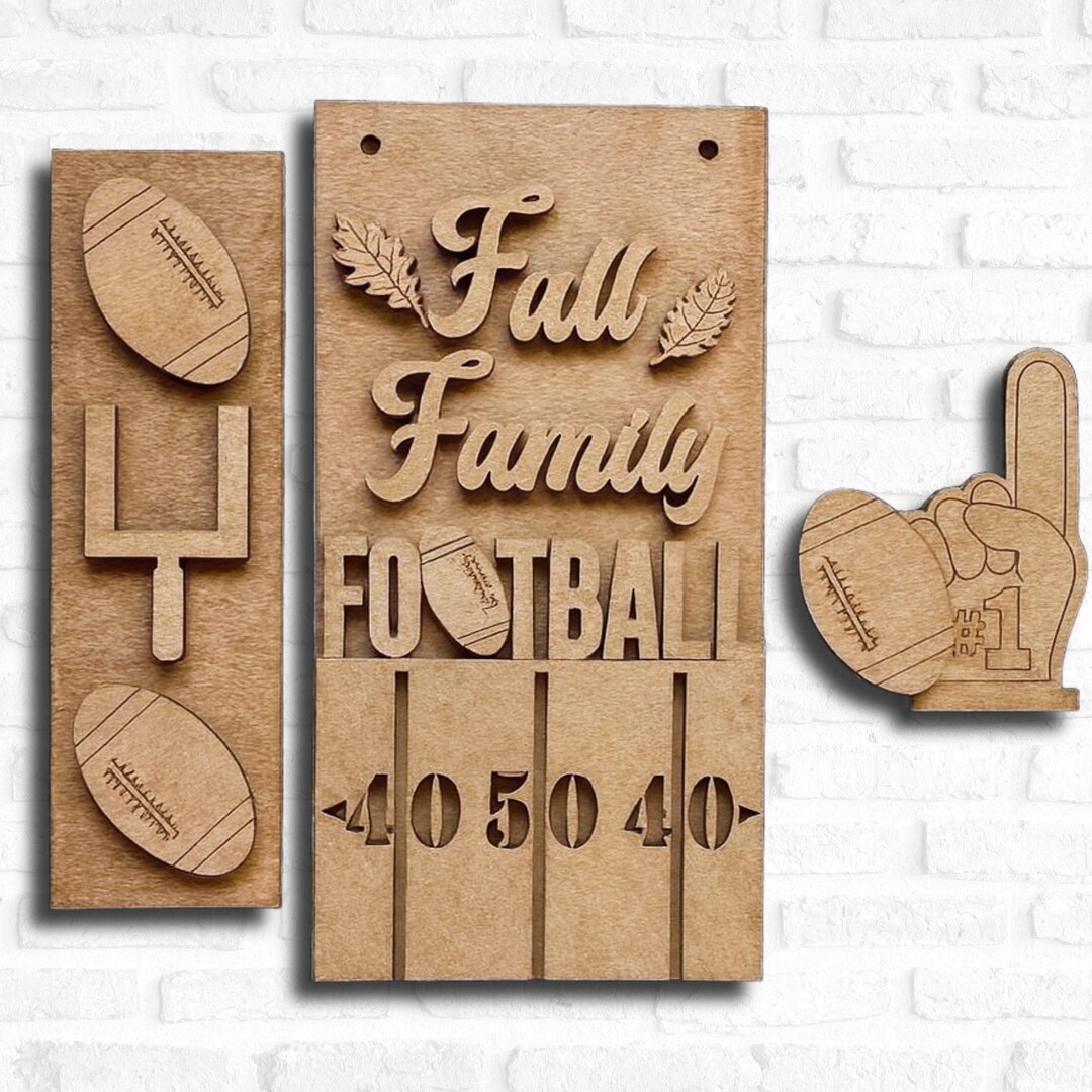 Rustic Fall Family Football Wood Insert - Timber Tales Display - Etsy