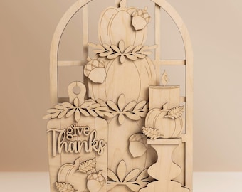 Give Thanks Arch Insert DIY Kit – Wooden Fall Harvest Shelf Sitter
