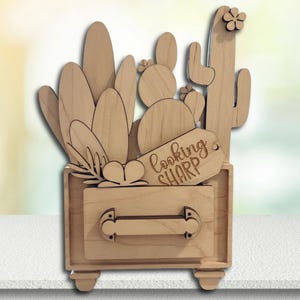 Looking Sharp Cactus Insert for Vintage Box – Interchangeable Primitive Desert Decor