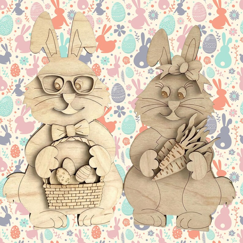 Easter Bunny Shelf Sitters - Wooden Rabbit DIY Craft Kit Spring Home ...