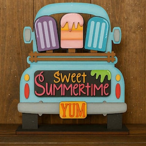 Unpainted Rustic -Interchangeable- Seasonal -  Farmhouse Truck -Home Decor 12&quot; and 24&quot; Truck Attachments &quot;Sweet Summertime&quot; Truck insert DIY