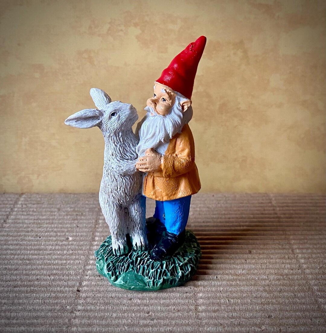 Gnome and Rabbit Friends 3” Miniature Resin - Etsy