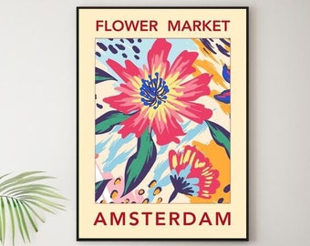 Amsterdam Flower Market Print, Netherlands Flower Art, Flower Market Poster