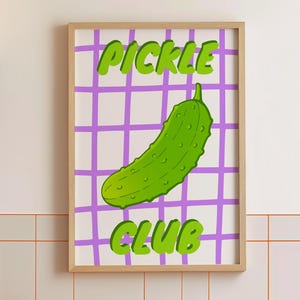 Pickle Club Print, Pickle Lover Gift, Fun Kitchen Wall Art, Pickle Print for Kitchen