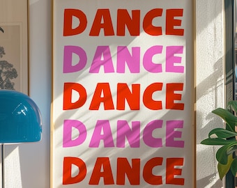 Impresión de arte mural de baile, póster de discoteca para cocina, regalo para casa nueva, decoración de dopamina rosa