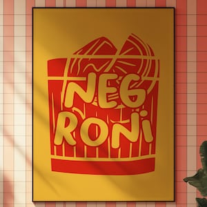 Negroni Wandkunst, Italienischer Cocktail Poster, Bar Kunstdruck, Helles Küchendekor