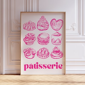 Patisserie Print, French Pastry Poster, Parisian Wall Art, French Kitchen Decor