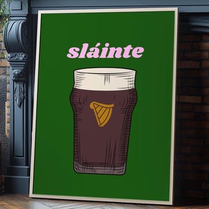 ギネス ウォール アート、ゲール語 Sláinte プリント、バー カート アート、アイルランド ギネス プリント